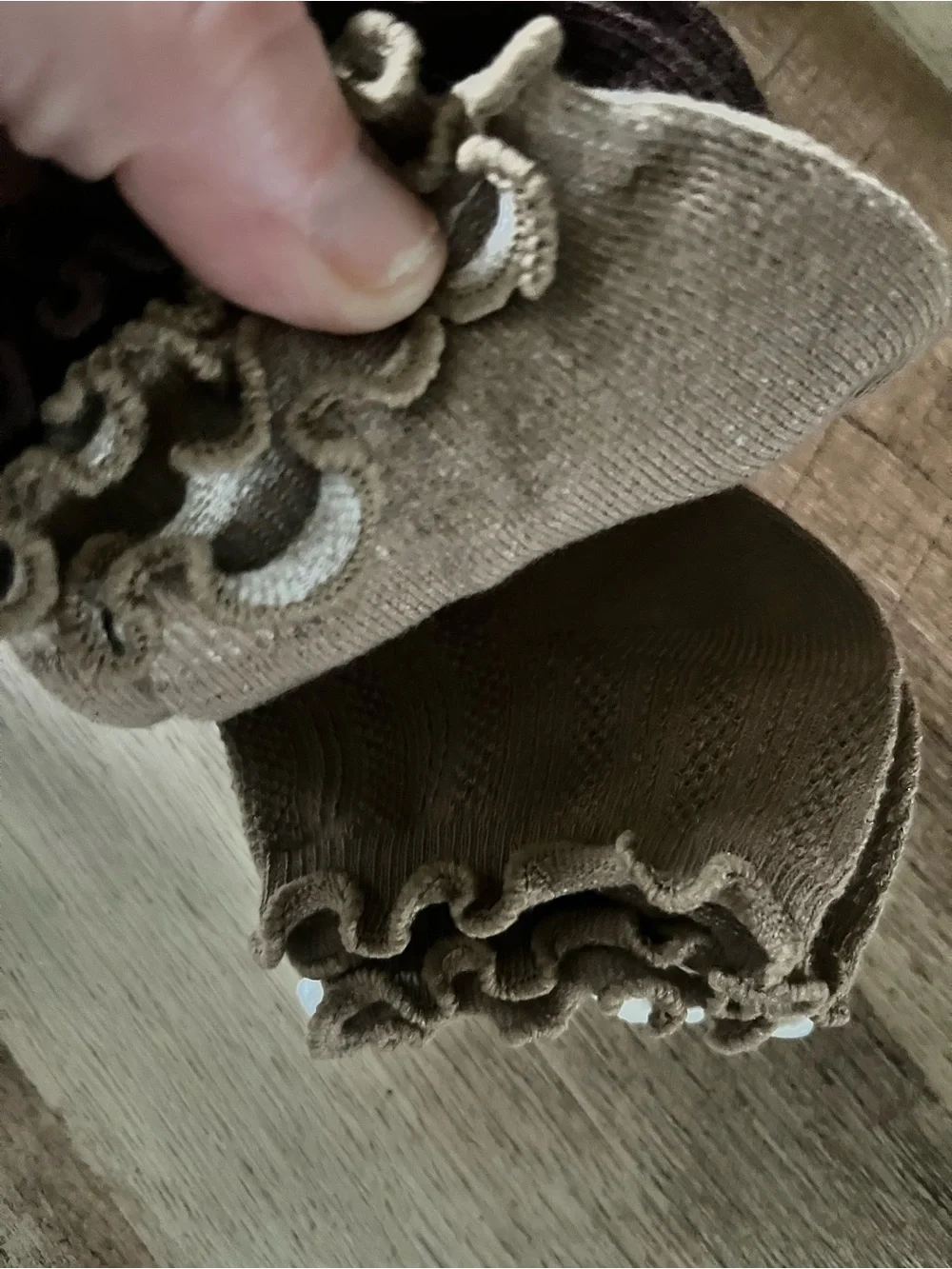 Ruffled Ankle Socks Pack - White & Brown - Kids